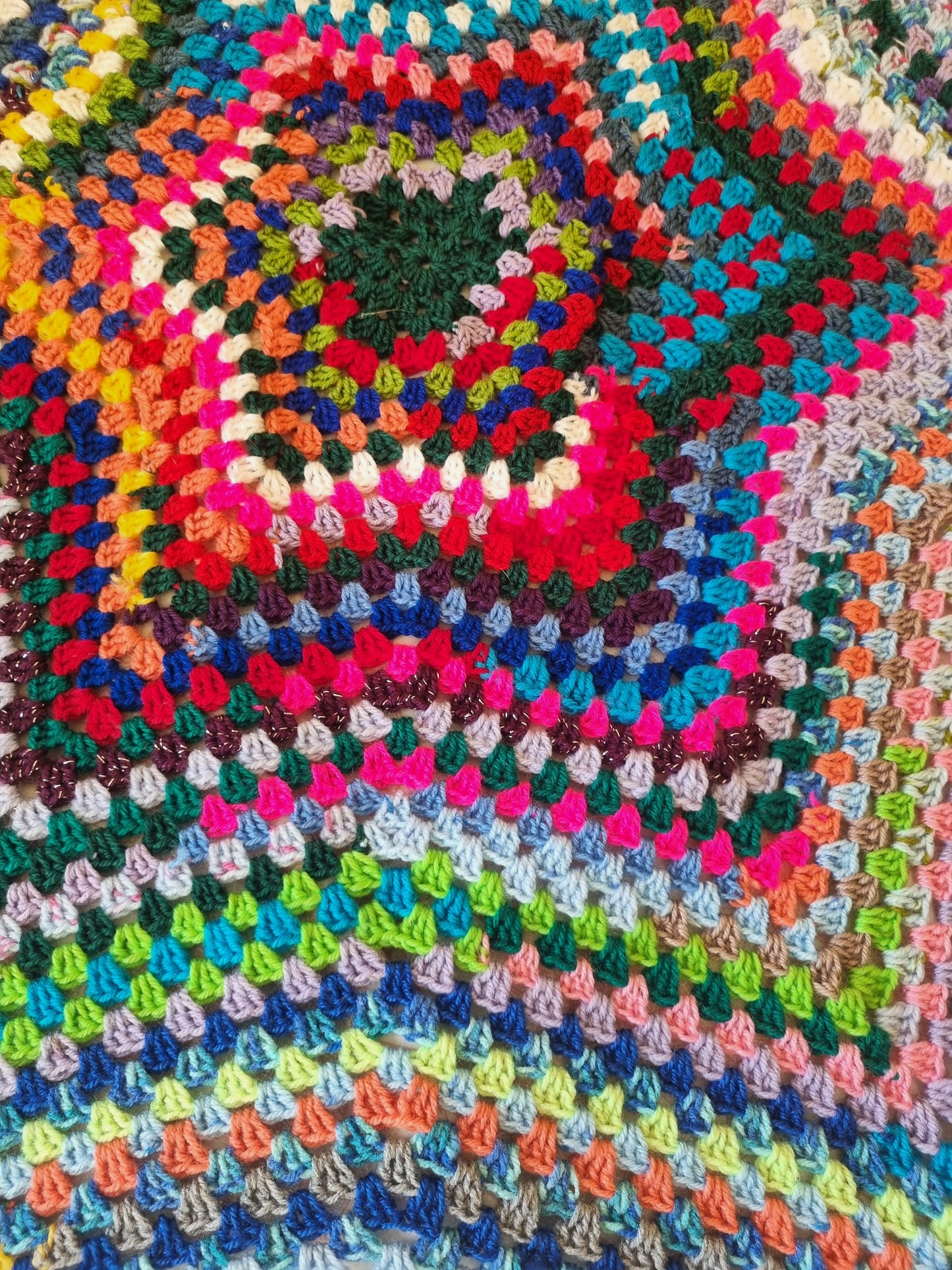 Handmade Crochet Star Blanket – Colourful Scrap Yarn Throw