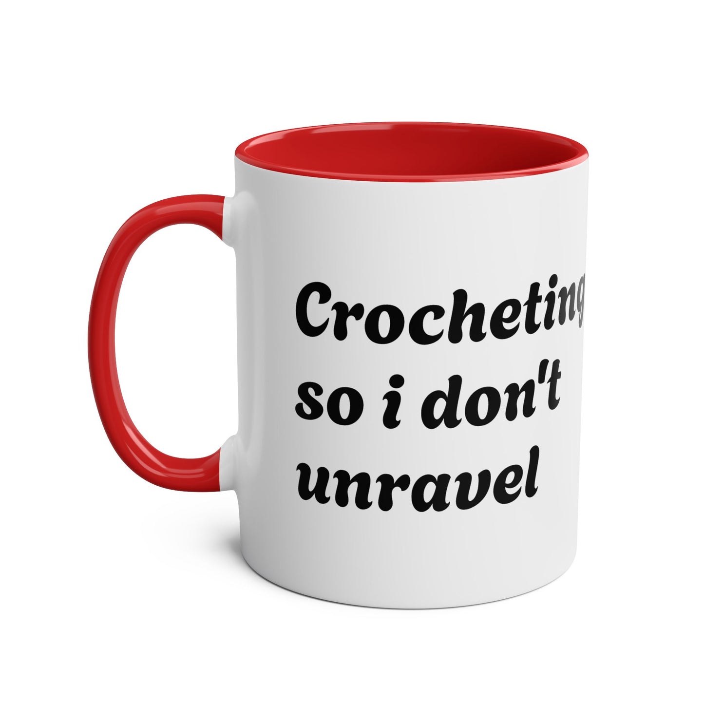 Crocheting Two-Tone Coffee Mug, 11oz - 'Crocheting so i don’t unravel'