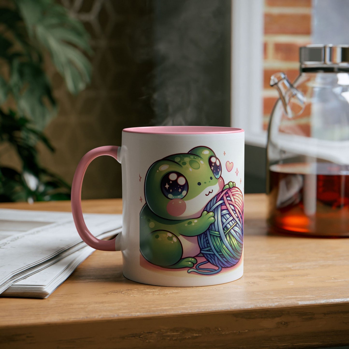 Mug - Cute Frog Yarn Two-Tone Coffee Mug 11oz