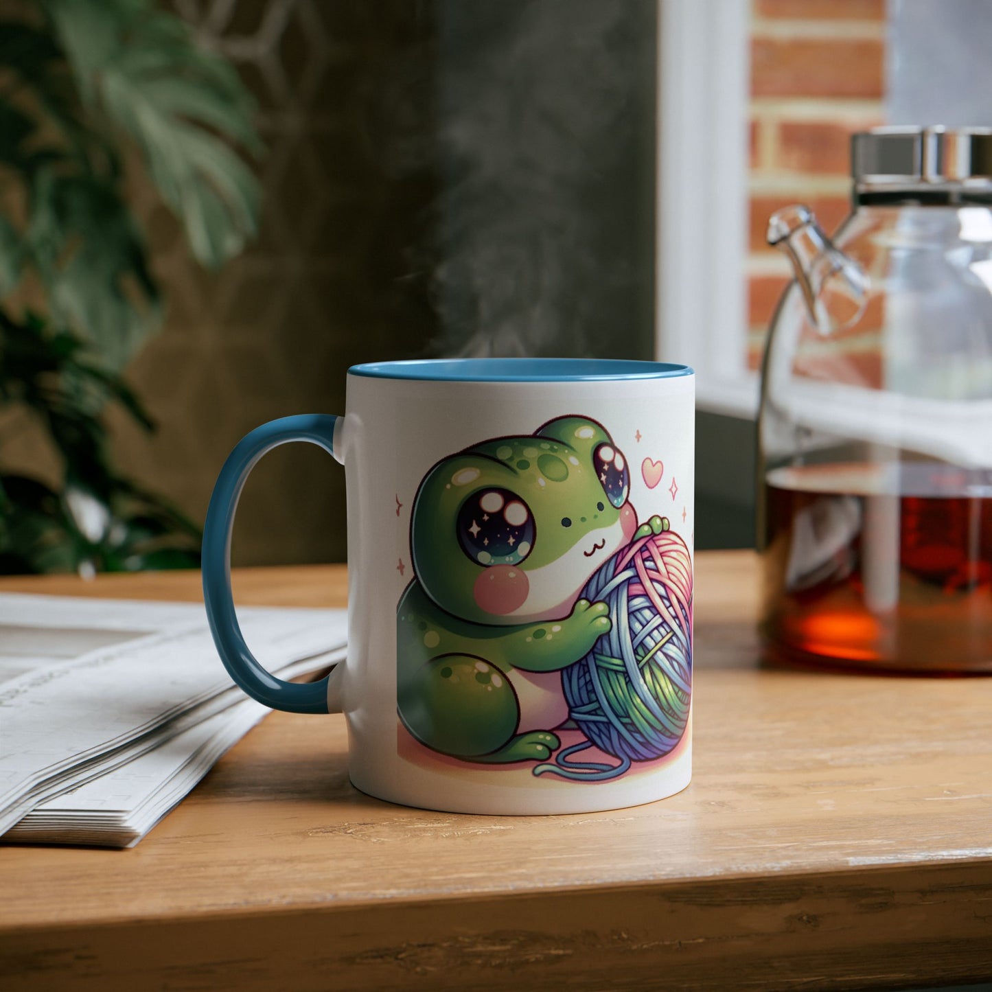 Mug - Cute Frog Yarn Two-Tone Coffee Mug 11oz